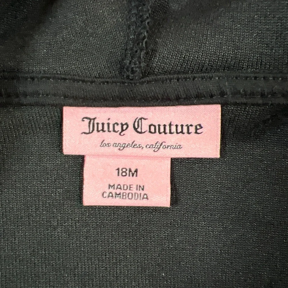 Juicy Couture Hoodie Kids 18M Black Cotton Logo Embroidered Ribbed Trim Full Zip